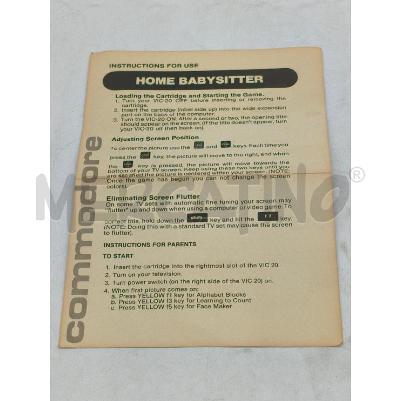 VIDEO GIOCO VIC 20 CARTRIDGE HOME BABYSITTER | Mercatino dell'Usato Moncalieri bengasi 5