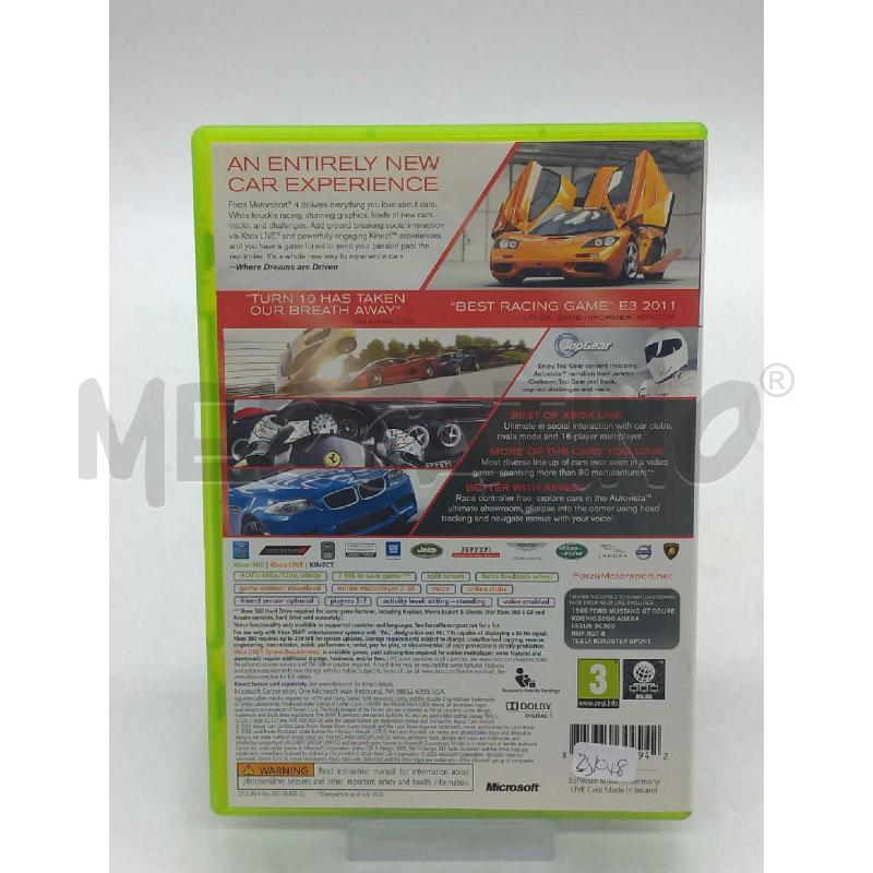 VIDEO GIOCO XBOX 360 FORZA MOTOR SPORT 4 | Mercatino dell'Usato Moncalieri bengasi 2