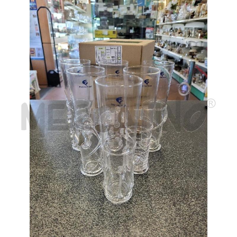 BICCHIERI PZ.6 VETRO FINE FACTORY | Mercatino dell'Usato Frossasco 1