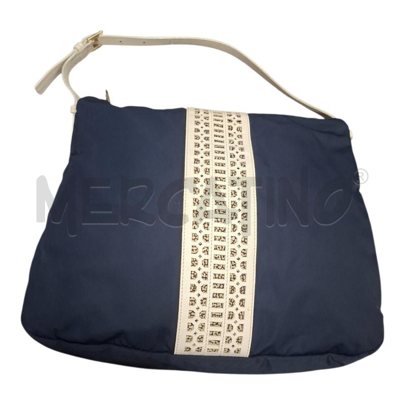 BORSA DONNA BORBONESE BLU DECORO BEIGE 30X15X30 | Mercatino dell'Usato Frossasco 1