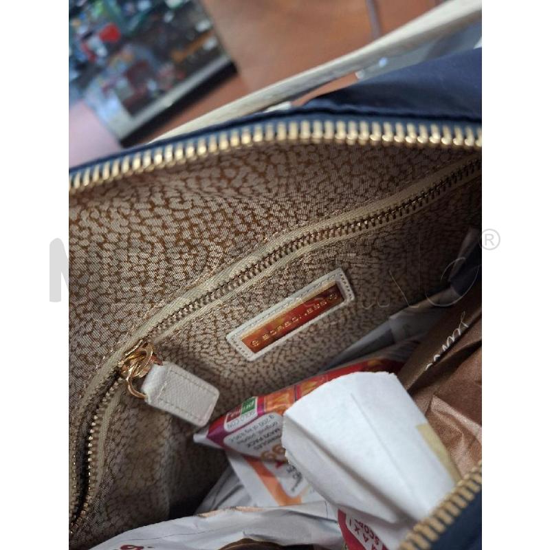 BORSA DONNA BORBONESE BLU DECORO BEIGE 30X15X30 | Mercatino dell'Usato Frossasco 4