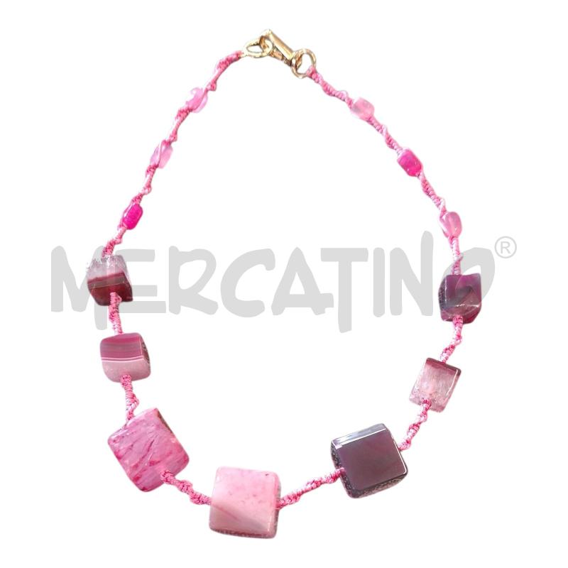 COLLANA QUADRI PIETRE ROSA | Mercatino dell'Usato Frossasco 1