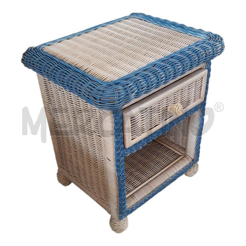 COMODINO 50X40X55 VIMINI BCO/AZZ 1CASSETTO | Mercatino dell'Usato Frossasco 1