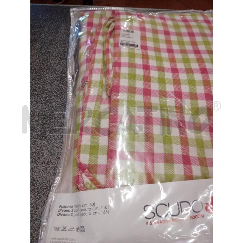 COPRI DIVANO 3P QUADR ROSA/VDE VIA ROMA.60  | Mercatino dell'Usato Frossasco 2