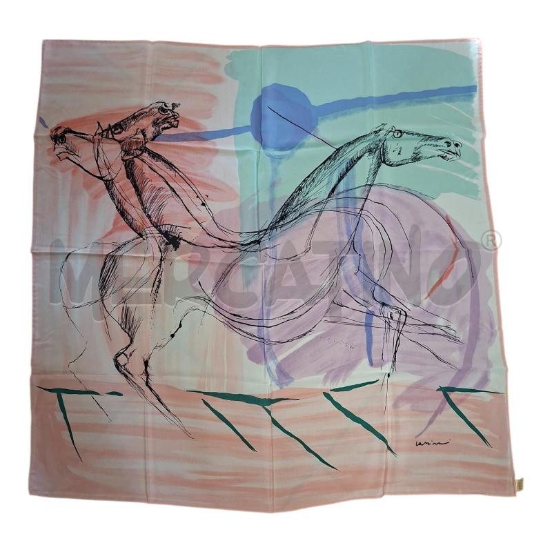 FOULARD B.CASSINARI 90X90 SETA FANT LILLA/ROSA CAVALLO  | Mercatino dell'Usato Frossasco 1
