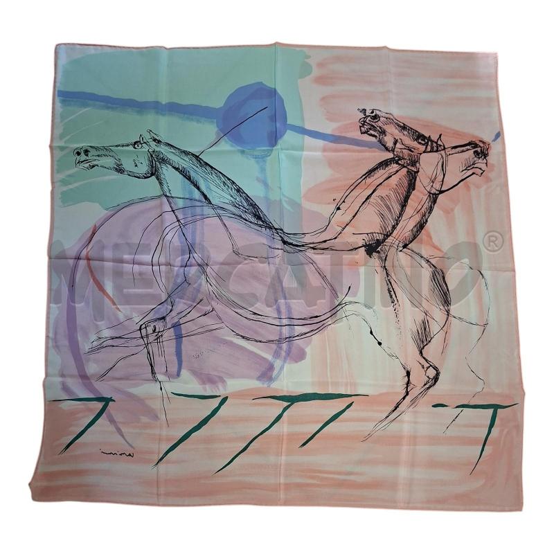 FOULARD B.CASSINARI 90X90 SETA FANT LILLA/ROSA CAVALLO  | Mercatino dell'Usato Frossasco 2
