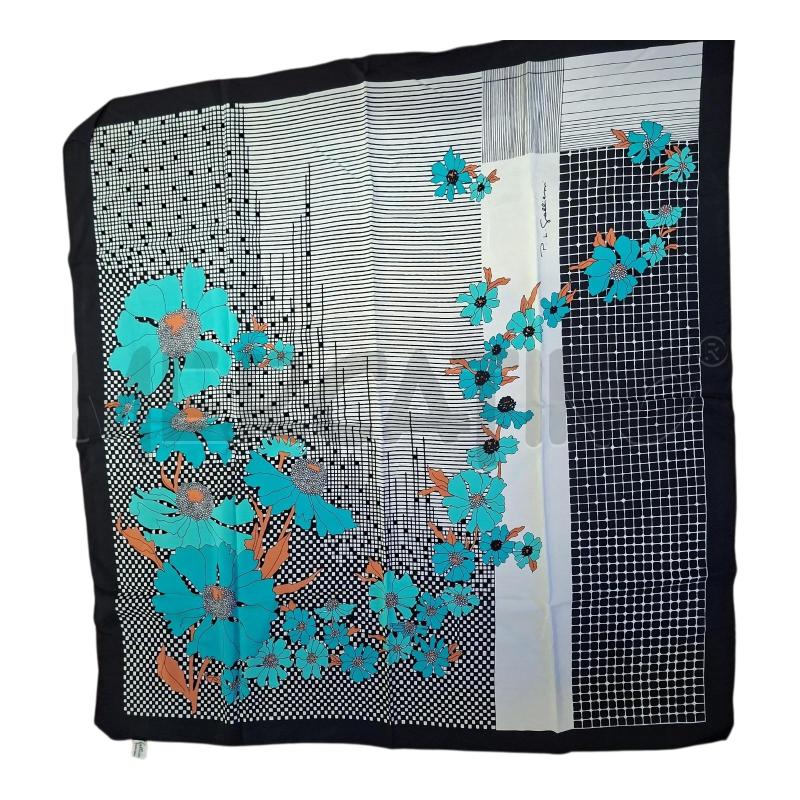 FOULARD SETA FANT.BCO/NERO/AZZ P.L GALLIEMI 85X85 | Mercatino dell'Usato Frossasco 1