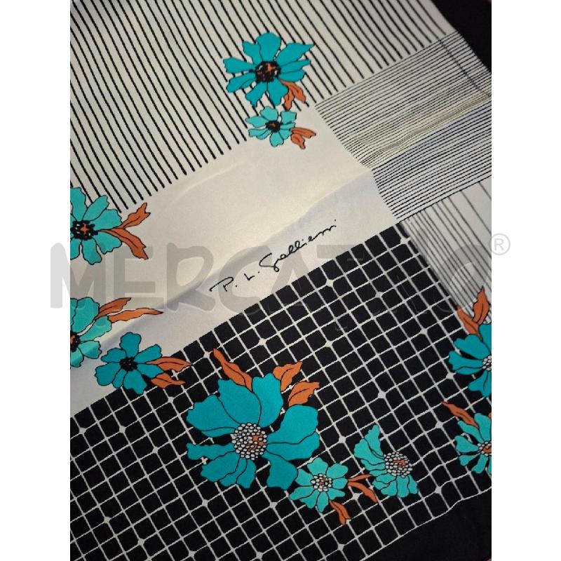 FOULARD SETA FANT.BCO/NERO/AZZ P.L GALLIEMI 85X85 | Mercatino dell'Usato Frossasco 2