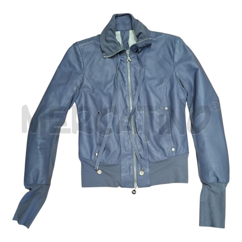 GIACCA DONNA P.PEPE ZIP PELLE BLU TG.40 | Mercatino dell'Usato Frossasco 1