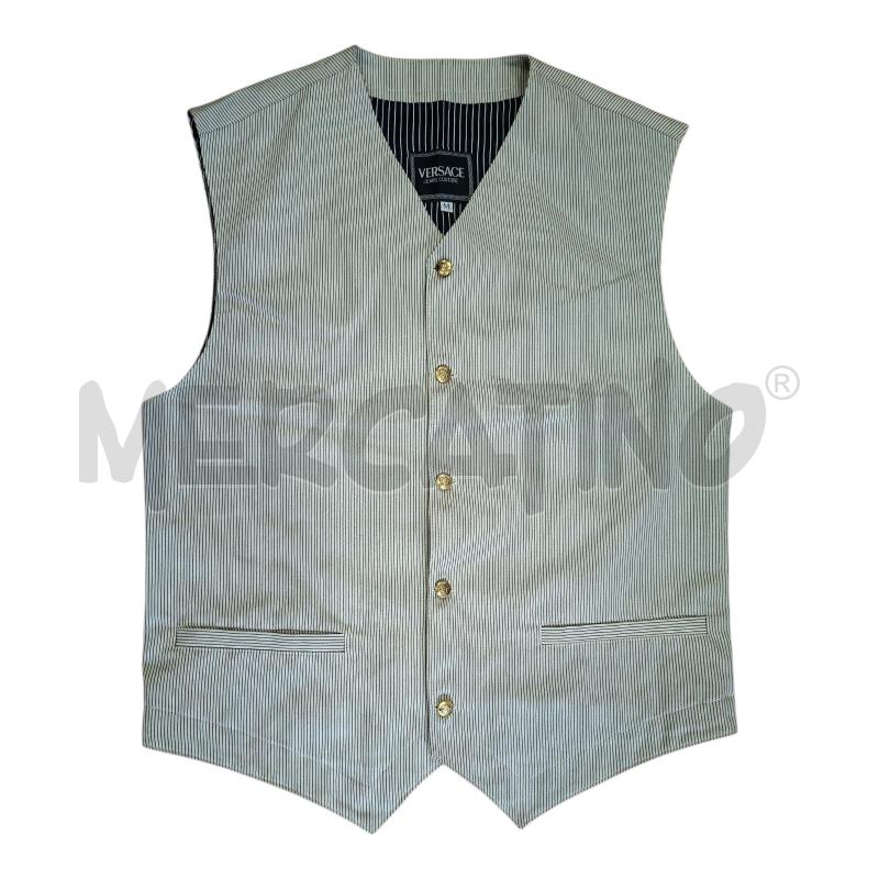 GILET UOMO RIGHE BEIGE BLU VERSACE TG.M | Mercatino dell'Usato Frossasco 1