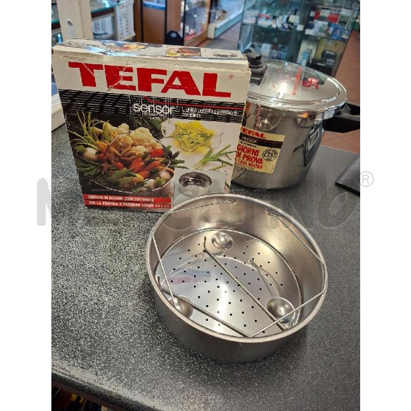 PENTOLA A PRESSIONE 6L TEFAL SENSOR C/CESTELLO | Mercatino dell'Usato Frossasco 2