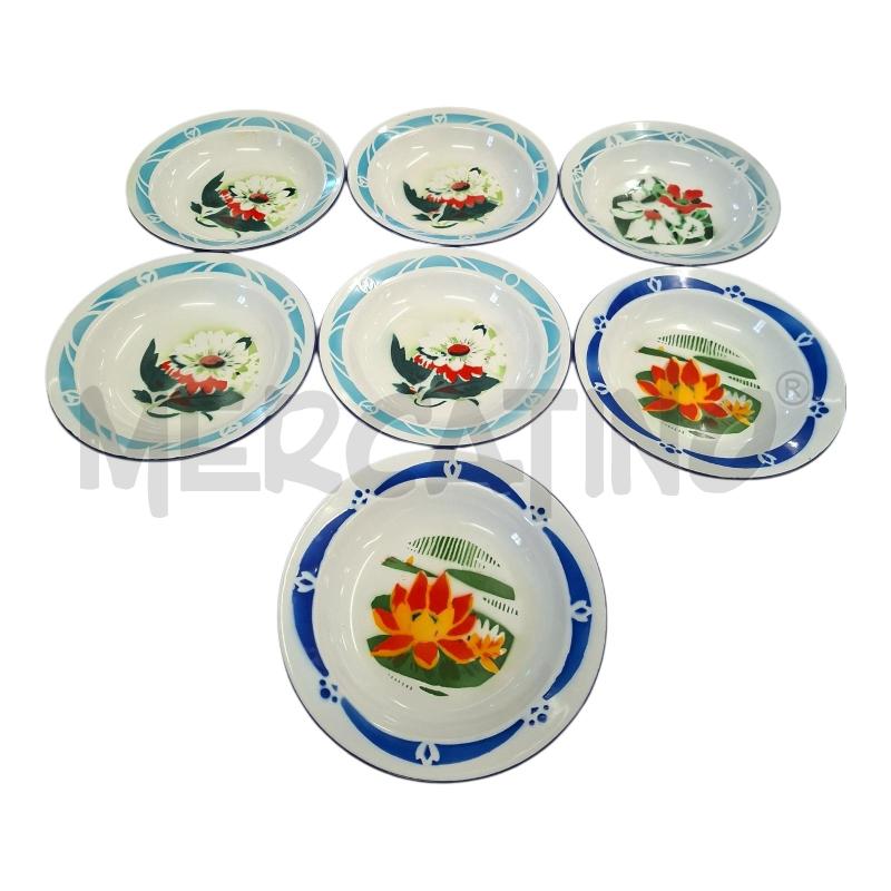 PIATTI PZ.7 MET SMALTATO FIORI CHINA 24CM | Mercatino dell'Usato Frossasco 1