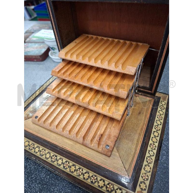 PORTA SIGARETTE CARILLON INTARSIATO LEGNO 24X19X11 | Mercatino dell'Usato Frossasco 2