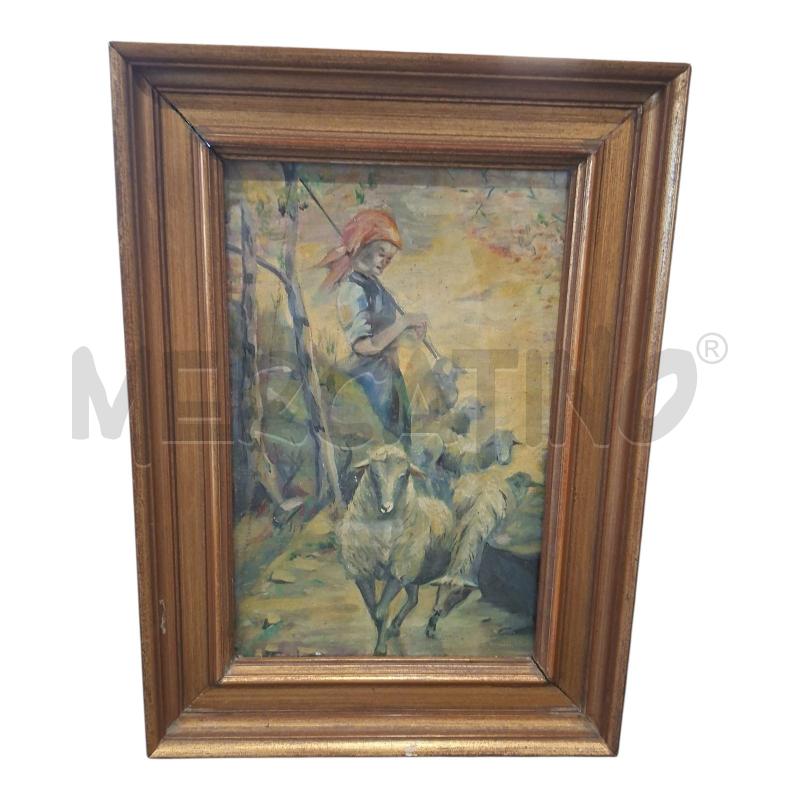 QUADRETTO 25X34 TELA DIPINTA 1928 PECORE | Mercatino dell'Usato Frossasco 1