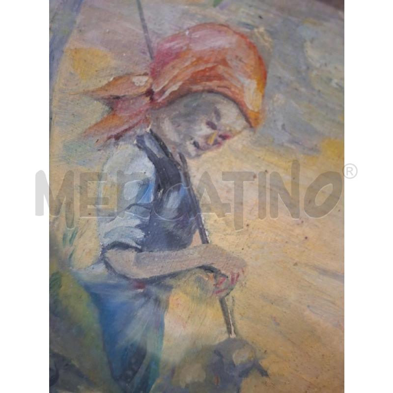 QUADRETTO 25X34 TELA DIPINTA 1928 PECORE | Mercatino dell'Usato Frossasco 2