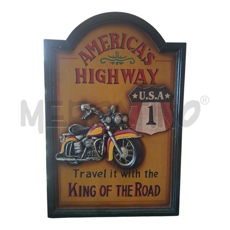 QUADRO LEGNO MOTO 40X60 AMERICA'S HIGHWAY | Mercatino dell'Usato Frossasco 1