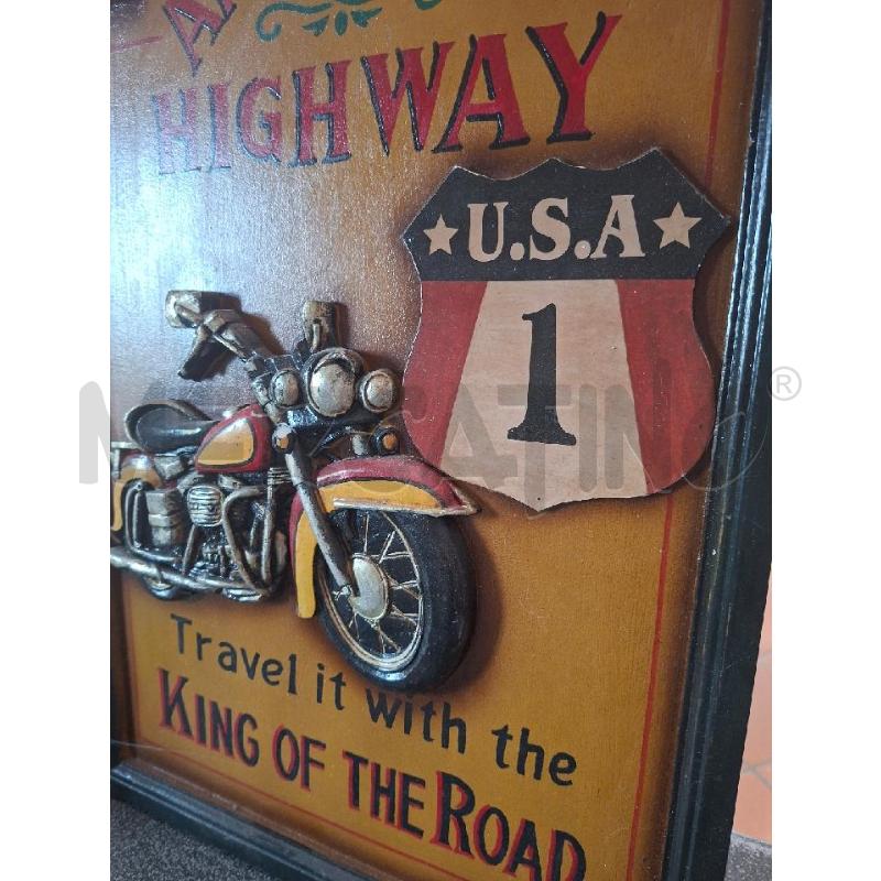 QUADRO LEGNO MOTO 40X60 AMERICA'S HIGHWAY | Mercatino dell'Usato Frossasco 2