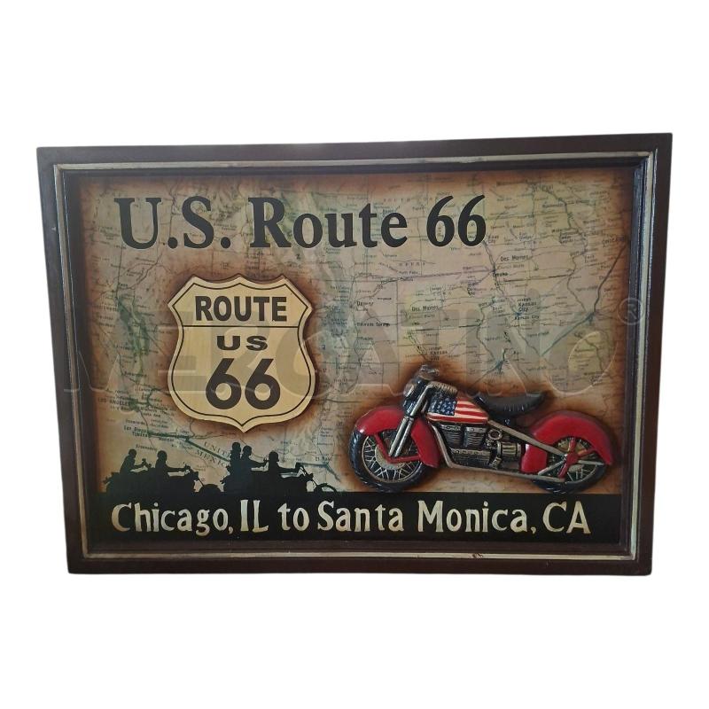 QUADRO LEGNO MOTO U.S ROUTE 66 54X39 | Mercatino dell'Usato Frossasco 1