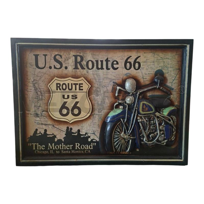 QUADRO LEGNO MOTO U.S ROUTE 66 54X39 | Mercatino dell'Usato Frossasco 1