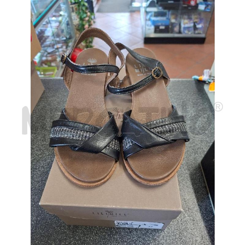 SANDALI DONNA LILI MILL PELLE NERI N.37 | Mercatino dell'Usato Frossasco 2