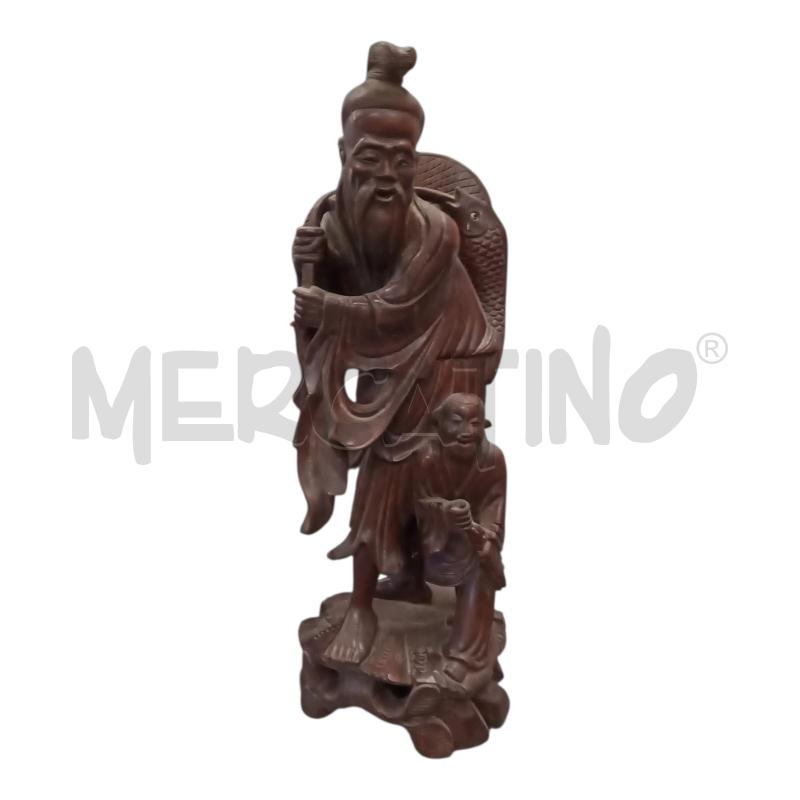 STATUA H57 LEGNO SCURO HONG KONG | Mercatino dell'Usato Frossasco 1