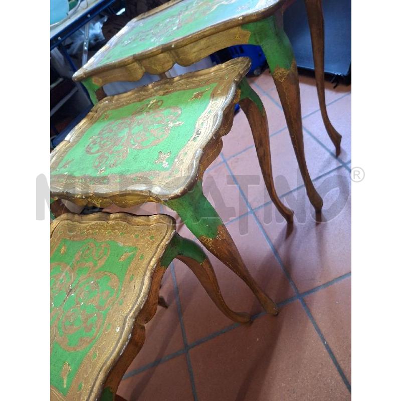 TAVOLINO TRIS LEGNO DEC ORO/VERDE | Mercatino dell'Usato Frossasco 3