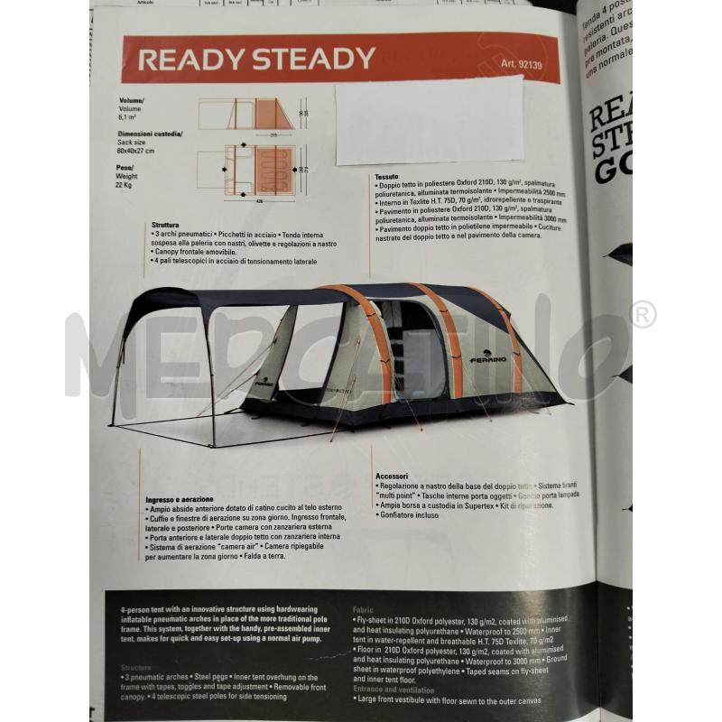 TENDA CAMPEGGIO FERRINO READY STEADY 92139 | Mercatino dell'Usato Frossasco 1