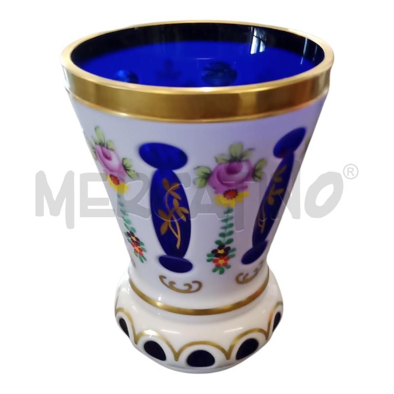 VASETTO H13 VETRO BCO/BLU FIORELLINI | Mercatino dell'Usato Frossasco 1