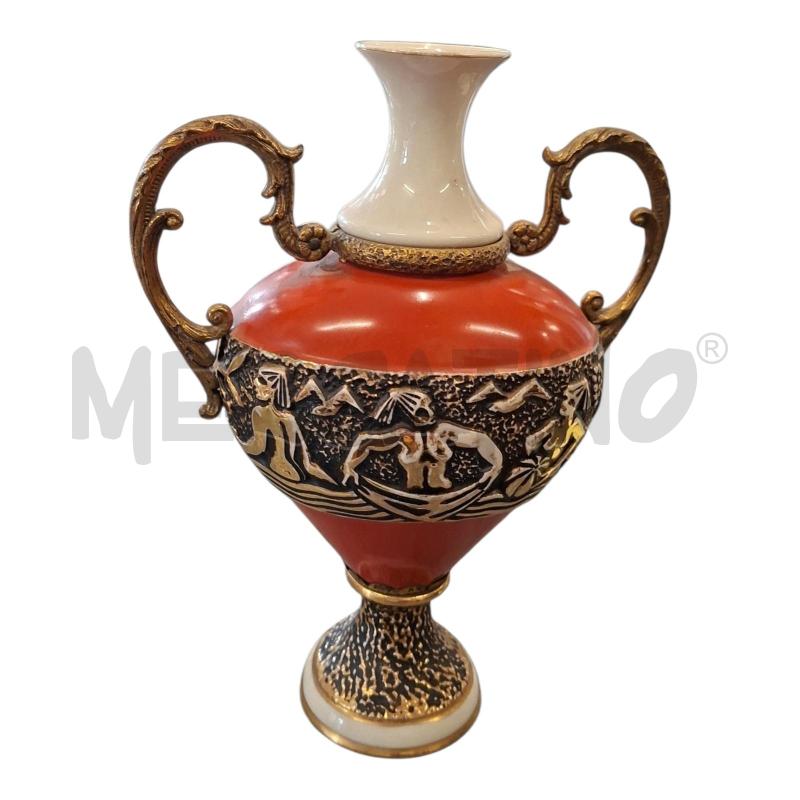 VASO ANFORA H30 CER NERA/ORO/ARANCIO CANOVA | Mercatino dell'Usato Frossasco 1