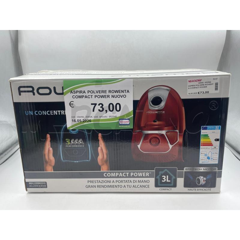 ASPIRA POLVERE ROWENTA COMPACT POWER NUOVO | Mercatino dell'Usato Torino via ceresole 1