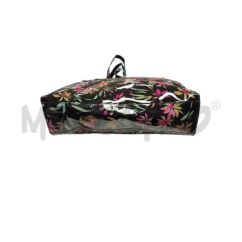 BORSA DONNA GUESS NERA LUCIDA FIORI ROSA  | Mercatino dell'Usato Torino via ceresole 3