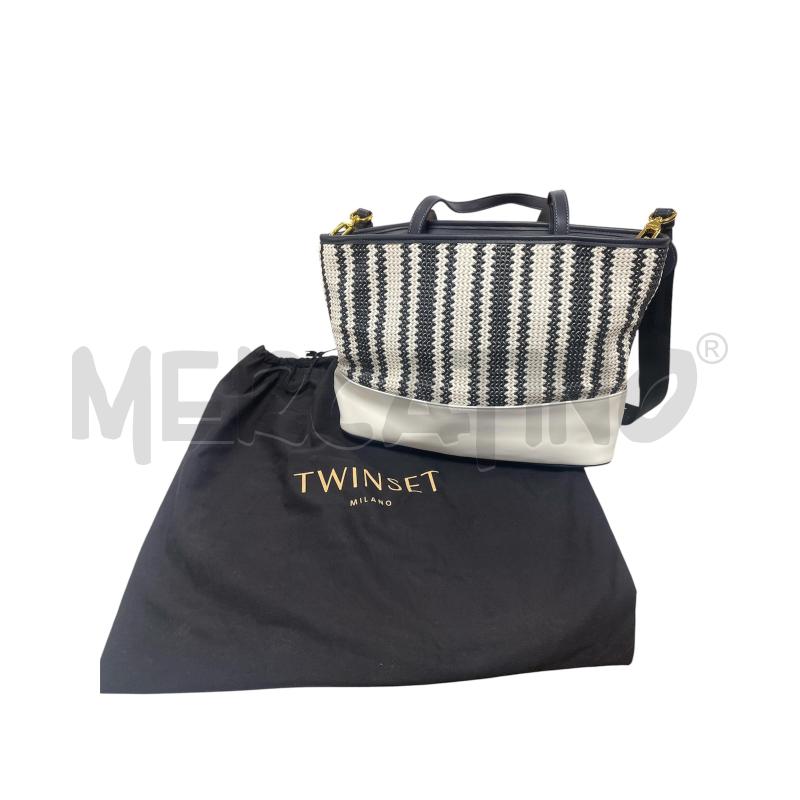 BORSA DONNA TWINSET NUOVA BLU BIANCO  | Mercatino dell'Usato Torino via ceresole 2