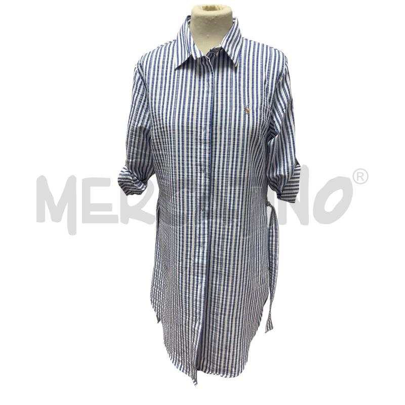 CAMICIA VESTITO DONNA RALPH LAUREN RIGHE BIANCO AZZURRO | Mercatino dell'Usato Torino via ceresole 1