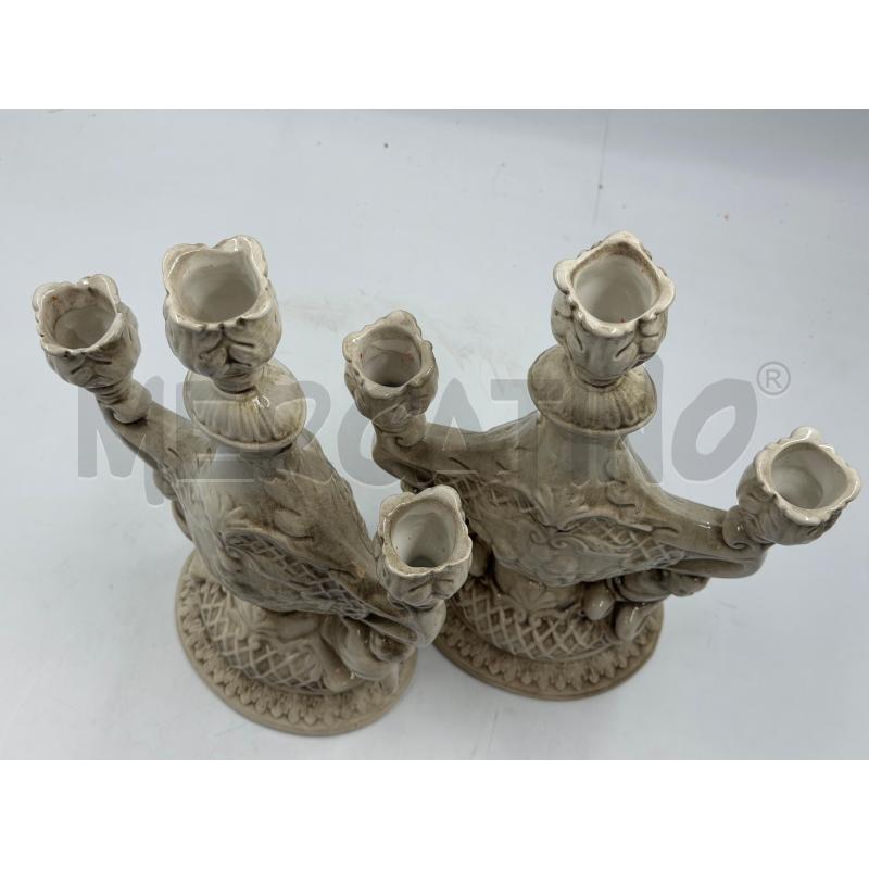 COPPIA CANDELIERI CAPODIMONTE PUTTI | Mercatino dell'Usato Torino via ceresole 4