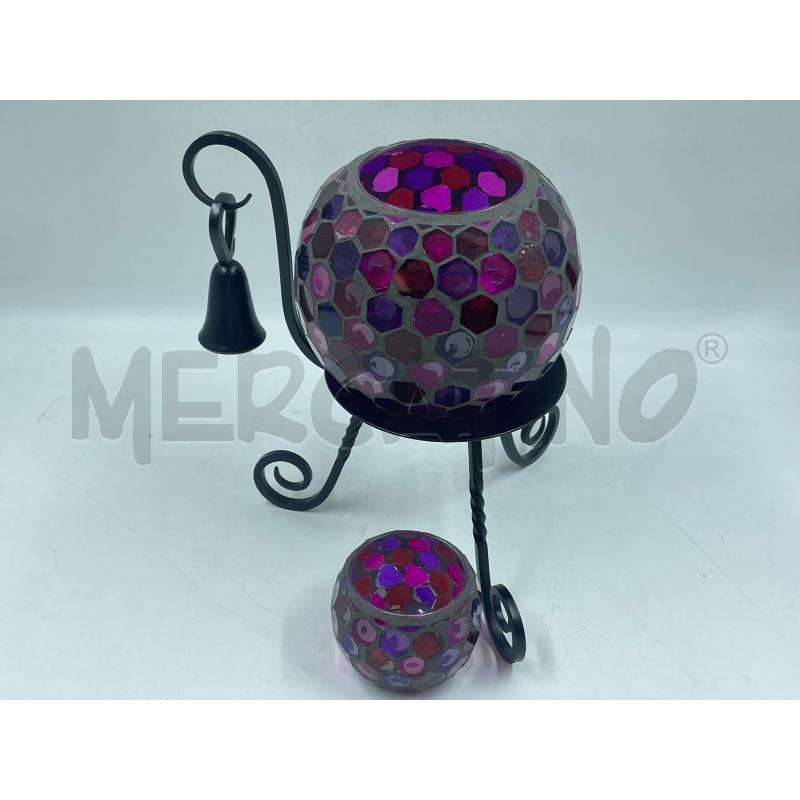 COPPIA PORTA LUMINO VIOLA BASE IN FERRO   | Mercatino dell'Usato Torino via ceresole 1