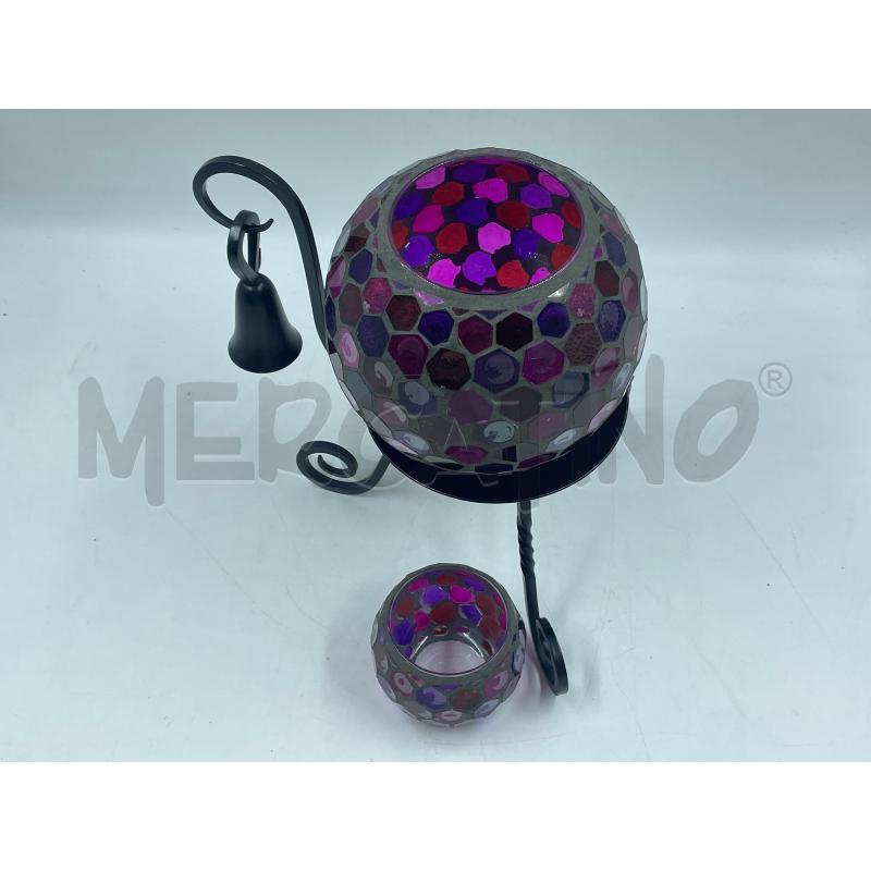 COPPIA PORTA LUMINO VIOLA BASE IN FERRO   | Mercatino dell'Usato Torino via ceresole 3