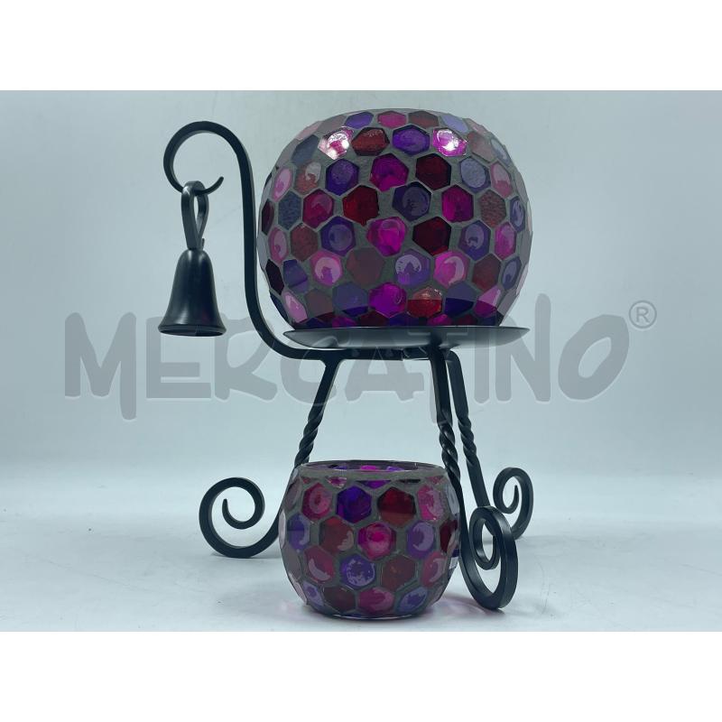 COPPIA PORTA LUMINO VIOLA BASE IN FERRO   | Mercatino dell'Usato Torino via ceresole 4