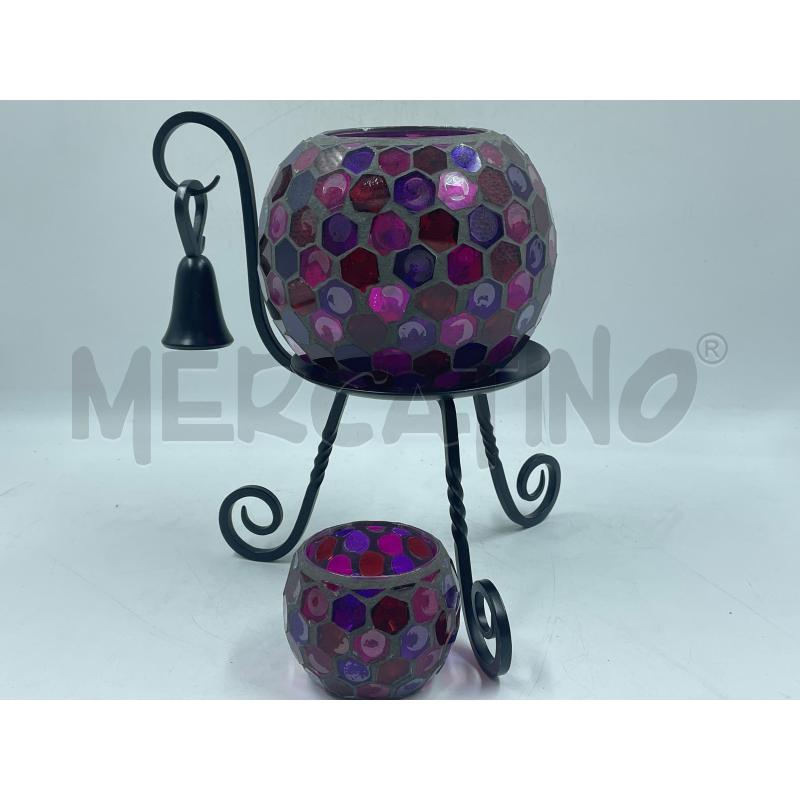 COPPIA PORTA LUMINO VIOLA BASE IN FERRO   | Mercatino dell'Usato Torino via ceresole 5