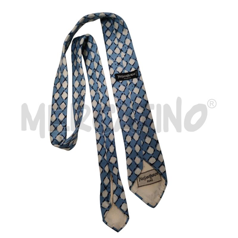 CRAVATTA YVES SAINT LAUREN AZZURRO BIANCO  | Mercatino dell'Usato Torino via ceresole 2