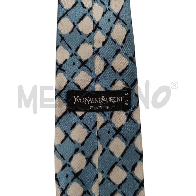 CRAVATTA YVES SAINT LAUREN AZZURRO BIANCO  | Mercatino dell'Usato Torino via ceresole 3