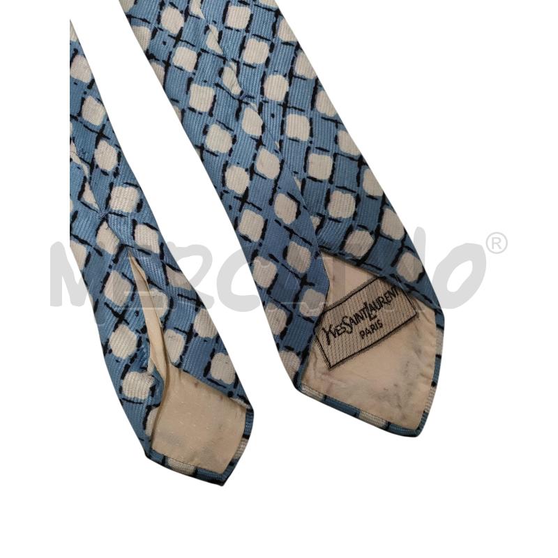 CRAVATTA YVES SAINT LAUREN AZZURRO BIANCO  | Mercatino dell'Usato Torino via ceresole 4