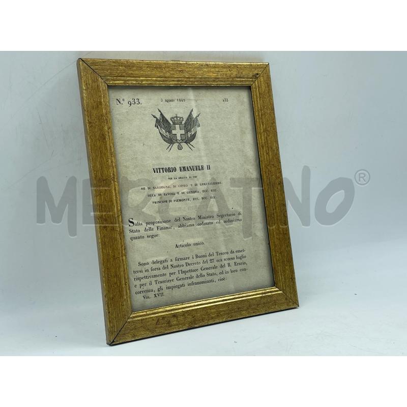 DOCUMENTO VITTORIO EMANUELE II 3 AGOSTO 1849 | Mercatino dell'Usato Torino via ceresole 5