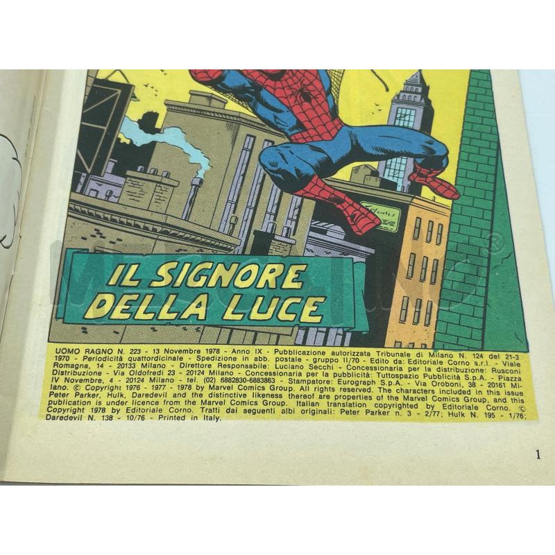 FUMETTO L'UOMO RAGNO EDITORIALE CORNO N.222 | Mercatino dell'Usato Torino via ceresole 4