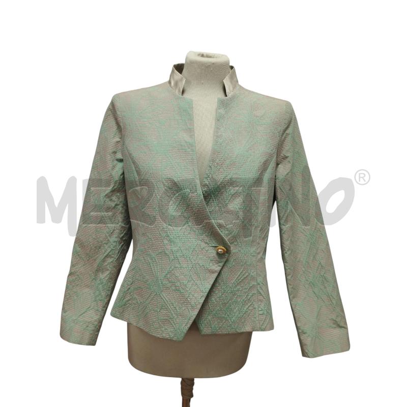 GIACCA DONNA ANTONIO FUSCO VERDE ACQUA RIGHE ROSSE | Mercatino dell'Usato Torino via ceresole 1