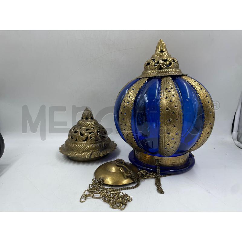 LAMPADARIO IN VETRO BLU E ORO | Mercatino dell'Usato Torino via ceresole 1