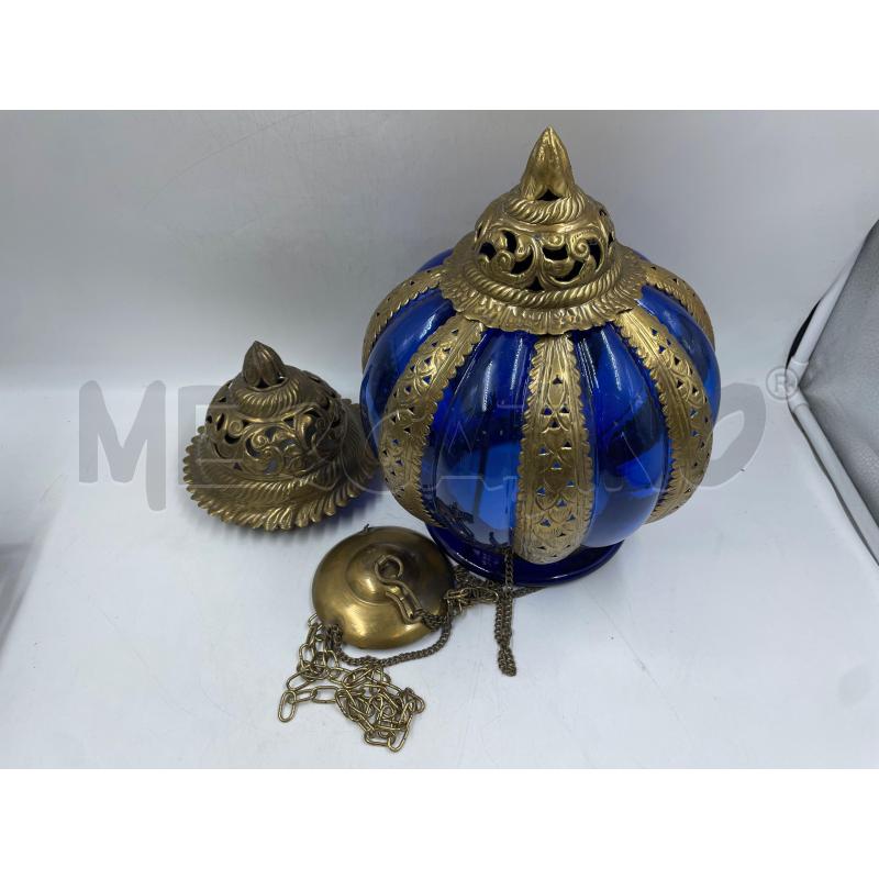 LAMPADARIO IN VETRO BLU E ORO | Mercatino dell'Usato Torino via ceresole 3
