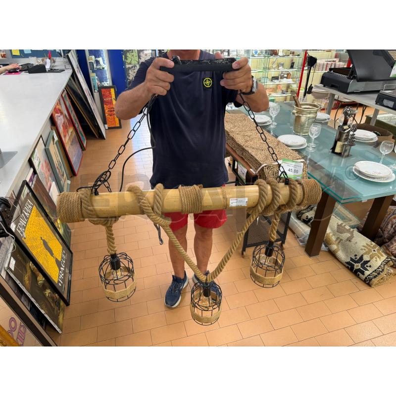 LAMPADARIO LEGNO E CORDE | Mercatino dell'Usato Torino via ceresole 2
