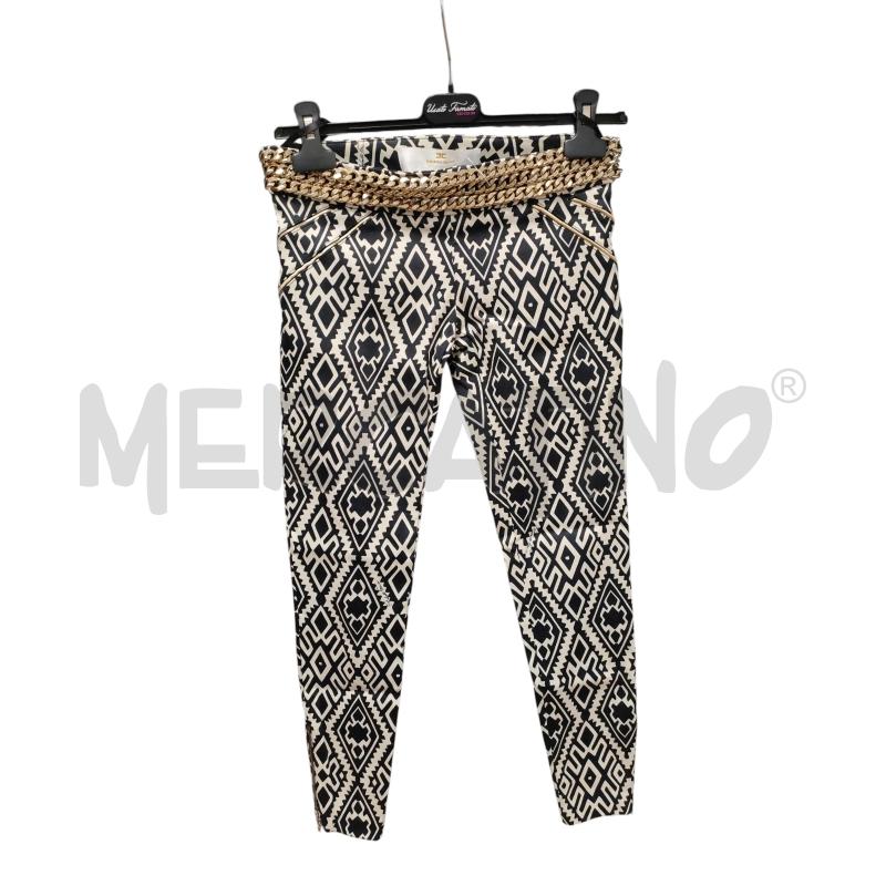 PANTALONE DONNA ELISABETTA FRANCHI BIANCO NERO GEOMETRICO CATENE DORATE | Mercatino dell'Usato Torino via ceresole 1
