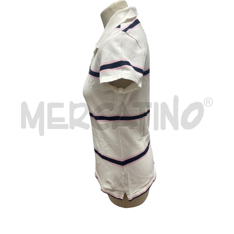 POLO DONNA  TOMMY HILFIGER BIANCO RIGHE BLU ROSA | Mercatino dell'Usato Torino via ceresole 2