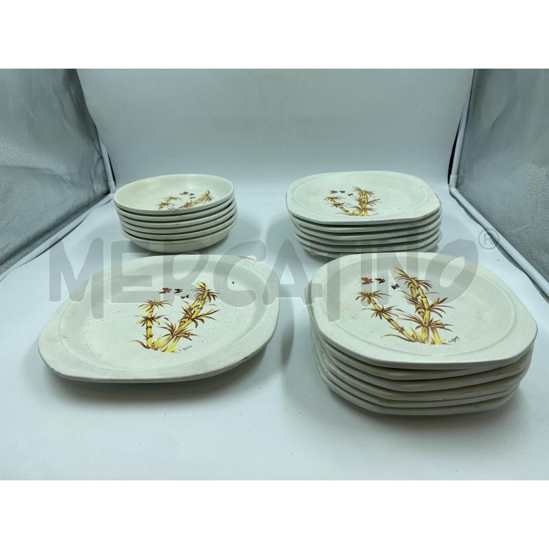SERVIZIO PIATTI CERAMICHE TIFFANY BAMBOO E FARFALLE | Mercatino dell'Usato Torino via ceresole 4
